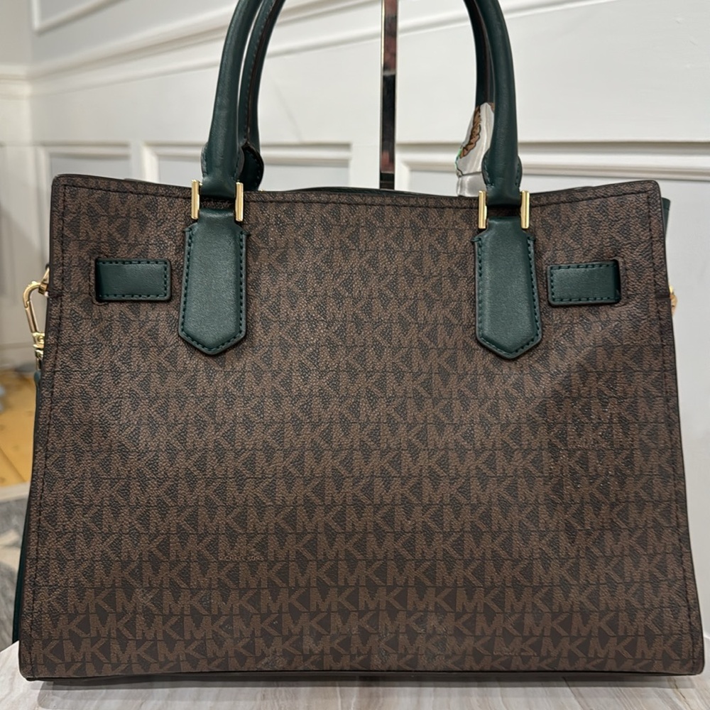 Michael Kors Bag Brown Forest Green Jet Set Signature Hamilton Tote Bag - Picture 9 of 17